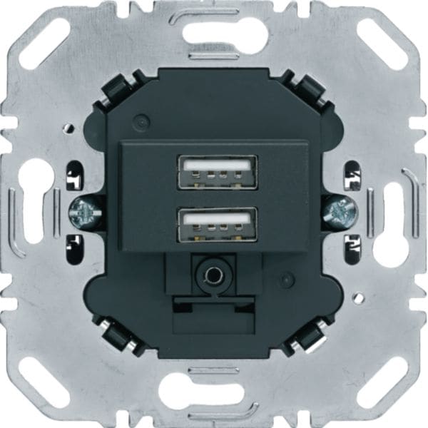 HAGER BOCCHIOTTI - Presa di ricarica USB doppia 230V 3A antracite, supporto angolare