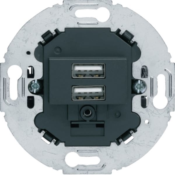 HAGER BOCCHIOTTI - Presa di ricarica USB doppia 230V 3A antracite, supporto tondo
