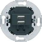 HAGER BOCCHIOTTI - Presa di ricarica USB doppia 230V 3A antracite, supporto tondo