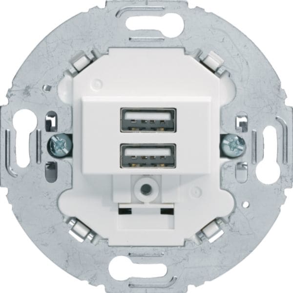 HAGER BOCCHIOTTI - Presa di ricarica USB doppia 230V 3A bianco polare, supporto tondo