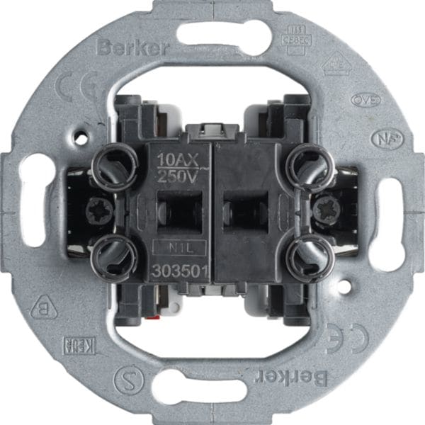 HAGER BOCCHIOTTI - Interruttore doppio con comune, 10 AX - 250 V anello di supporto rotondo