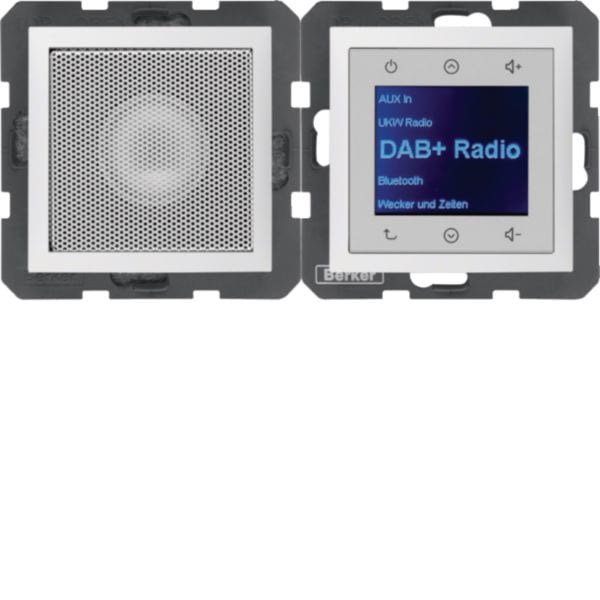 HAGER BOCCHIOTTI - Radio Touch con altoparlante DAB+ / Bluetooth, S.1 bianco polare opaco