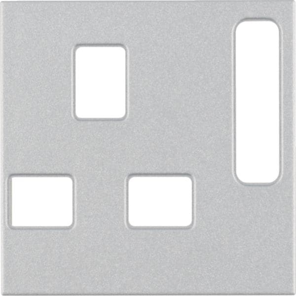 HAGER BOCCHIOTTI - Pezzo centrale per prese, BRITISH STANDARD disinseribile B.7 alluminio opaco