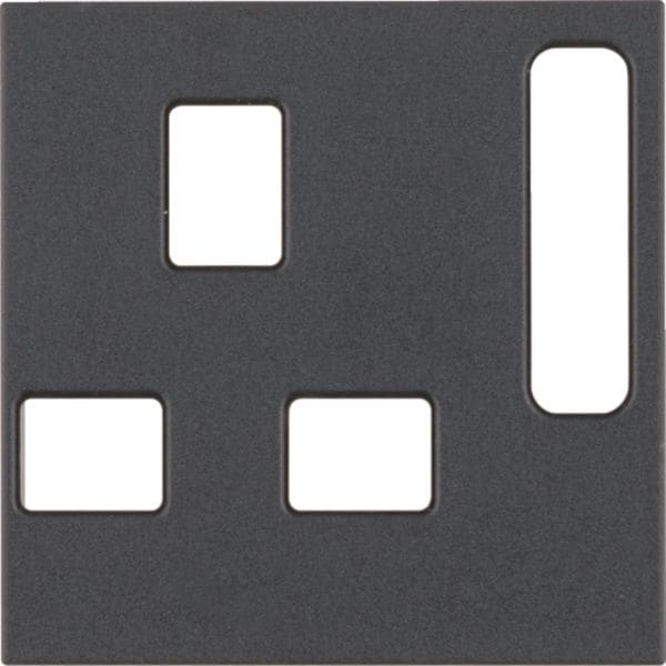 HAGER BOCCHIOTTI - Pezzo centrale per prese, BRITISH STANDARD disinseribile B.3/B.7 antracite opaco