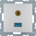 HAGER BOCCHIOTTI - Presa USB / 3,5 mm audio Berker B.7 alu opaco, verniciato