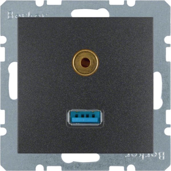 HAGER BOCCHIOTTI - Presa USB / 3,5 mm audio Berker B.3/B.7 antracite opaco