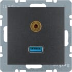 HAGER BOCCHIOTTI - Presa USB / 3,5 mm audio Berker B.3/B.7 antracite opaco