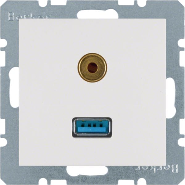 HAGER BOCCHIOTTI - Presa USB / 3,5 mm audio Berker S.1/B.3/B.7 bianco polare opaco