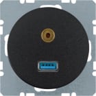 HAGER BOCCHIOTTI - Presa USB / 3,5 mm audio Berker R.1/R.3 nero lucido