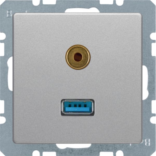 HAGER BOCCHIOTTI - Presa USB / 3,5 mm audio Berker Q.1/Q.3 alu velluto, verniciato