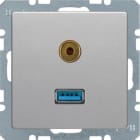 HAGER BOCCHIOTTI - Presa USB / 3,5 mm audio Berker Q.1/Q.3 alu velluto, verniciato