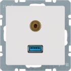 HAGER BOCCHIOTTI - Presa USB / 3,5 mm audio Berker Q.1/Q.3 bianco polare velluto
