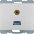 HAGER BOCCHIOTTI - Presa USB / 3,5 mm audio Berker K.5 alu opaco, verniciato