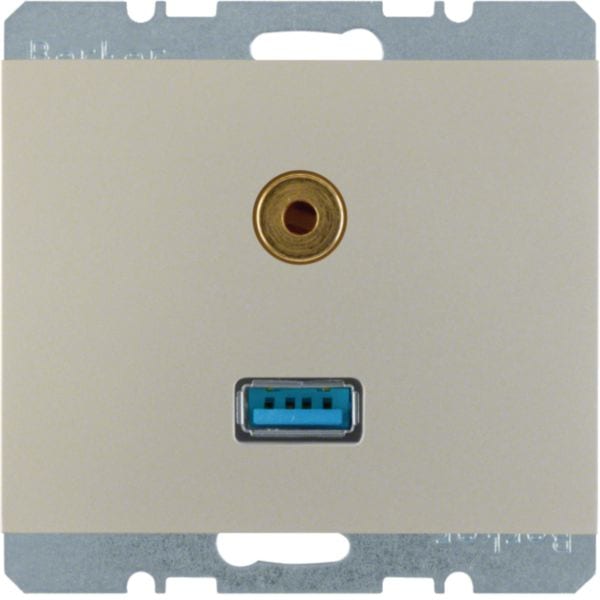 HAGER BOCCHIOTTI - Presa USB / 3,5 mm audio Berker K.5 acciaio inox opaco, verniciato
