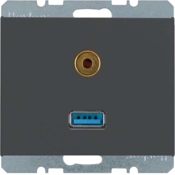 HAGER BOCCHIOTTI - Presa USB / 3,5 mm audio Berker K.1 antracite opaco, verniciato