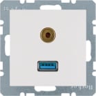 HAGER BOCCHIOTTI - Presa USB / 3,5 mm audio Berker S.1/B.3/B.7 bianco polare lucido