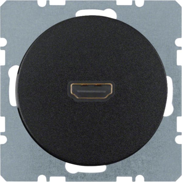 HAGER BOCCHIOTTI - Presa High Definition con collegamento a innesto 90° Berker R.1/R.3 nero lucido