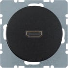 HAGER BOCCHIOTTI - Presa High Definition con collegamento a innesto 90° Berker R.1/R.3 nero lucido