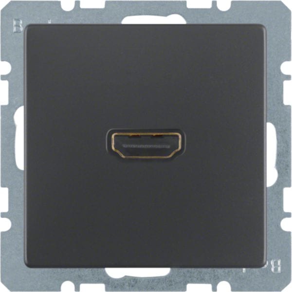 HAGER BOCCHIOTTI - Presa High Defint. con colleg. a innesto 90° Serie Q.1/Q.3 antrac.vellut, vern.