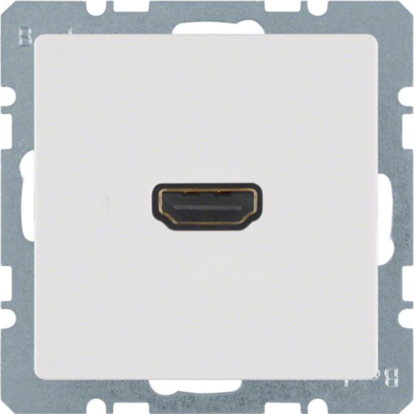 HAGER BOCCHIOTTI - Presa High Defint. con colleg. a innesto 90° Serie Q.1/Q.3 Bianco pol. Vellut