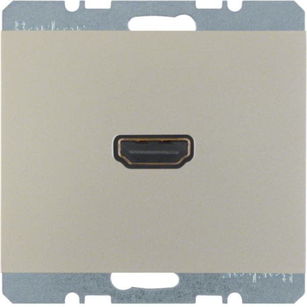 HAGER BOCCHIOTTI - Presa High Defint. con colleg. innesto 90° Serie K.5 acciaio inox opaco, vern.