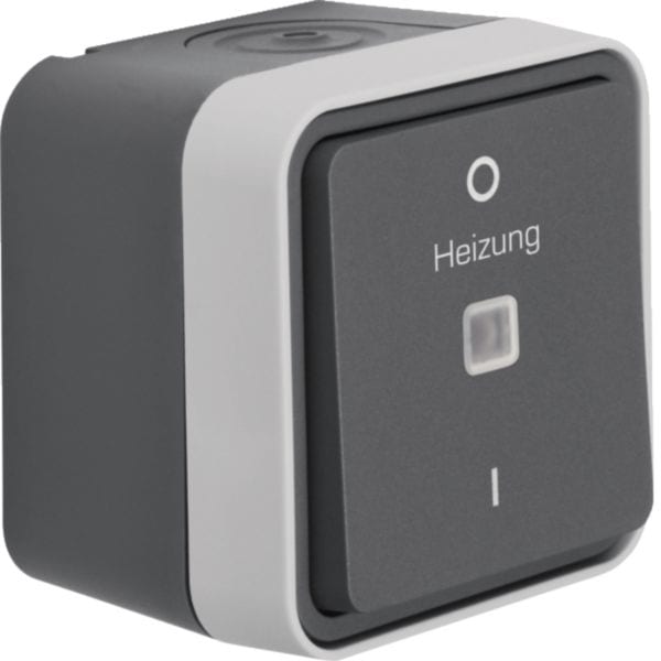 HAGER BOCCHIOTTI - Int. x contr. a 2 poli con stampa "Heizung - 0 - I" Serie W.1 gri/gri chiaro op.