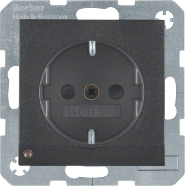 HAGER BOCCHIOTTI - Presa SCHUKO con luce di orientamento LED B.3/B.7 antracite opaco, verniciato