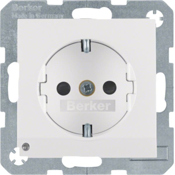 HAGER BOCCHIOTTI - Presa SCHUKO con luce di orientamento LED Berker S.1/B.3/B.7 bianco polare opaco