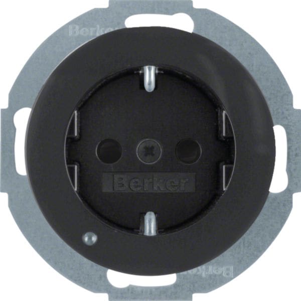 HAGER BOCCHIOTTI - Presa SCHUKO con luce di orientamento LED Serie 1930/R.classic nero lucido