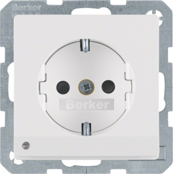 HAGER BOCCHIOTTI - Presa SCHUKO con luce di orientamento LED Berker Q.1/Q.3 bianco polare velluto