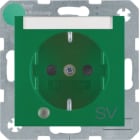 HAGER BOCCHIOTTI - Presa SCHUKO con LED di control e serigrafia "SV" Berker S.1/B.3/B.7 verde opaco
