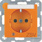 HAGER BOCCHIOTTI - Presa SCHUKO con LED di controllo e serigrafia "ZSV" S.1/B.3/B.7 arancione opaco
