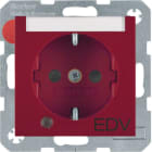 HAGER BOCCHIOTTI - Presa SCHUKO con LED di control e serigrafia "EDV" Berker S.1/B.3/B.7 rosso opac