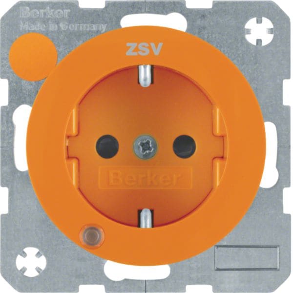 HAGER BOCCHIOTTI - Presa SCHUKO con LED di controllo e serigrafia "ZSV" R.1/R.3 arancione lucido