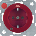 HAGER BOCCHIOTTI - Presa SCHUKO con LED di controllo e serigrafia "EDV" Berker R.1/R.3 rosso lucido