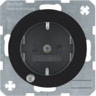 HAGER BOCCHIOTTI - Presa SCHUKO con LED di controllo Berker R.1/R.3 nero lucido