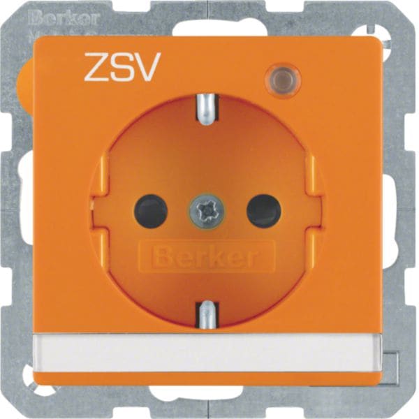 HAGER BOCCHIOTTI - Presa SCHUKO con LED di controllo e serigrafia "ZSV" Q.1/Q.3 arancione velluto