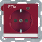 HAGER BOCCHIOTTI - Presa SCHUKO con LED di control e serigrafia "EDV" Berker Q.1/Q.3 rosso velluto