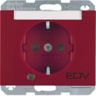 HAGER BOCCHIOTTI - Presa SCHUKO con LED di controllo e serigrafia "EDV" Berker K.1 rosso lucido