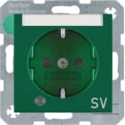 HAGER BOCCHIOTTI - Presa SCHUKO con LED di control e serigrafia "SV" Berker S.1/B.3/B.7 verde lucid