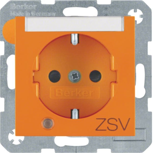 HAGER BOCCHIOTTI - Presa SCHUKO con LED di controllo e stampa "ZSV" Serie S.1/B.3/B.7 arancione Luc