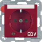 HAGER BOCCHIOTTI - Presa SCHUKO con LED controllo e serigrafia "EDV" Berker S.1/B.3/B.7 rosso lucid