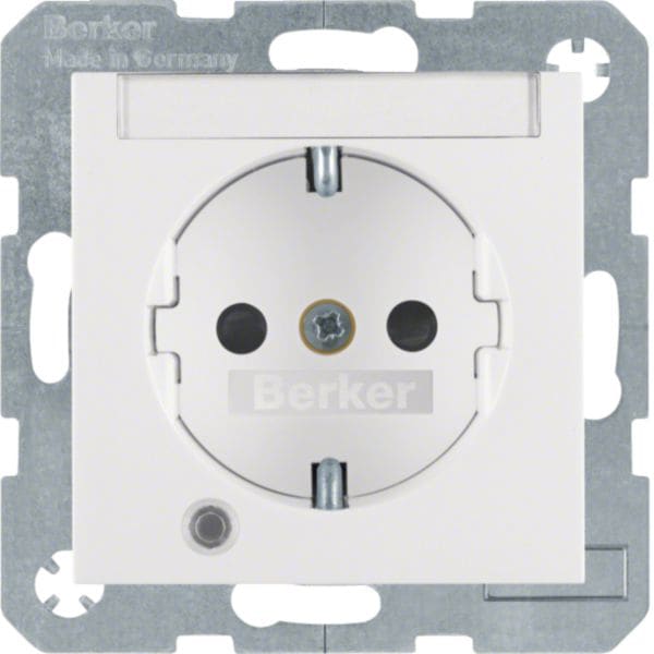 HAGER BOCCHIOTTI - Presa SCHUKO con LED di controllo Berker S.1/B.3/B.7 bianco polare lucido
