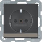 HAGER BOCCHIOTTI - Presa SCHUKO. con portaetichetta Berker Q.1/Q.3 antracite velluto, verniciato