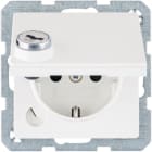 HAGER BOCCHIOTTI - Presa SCHUKO con mors. sollev. a vite, coperch., serr., Q.1, bianco pol. laccato