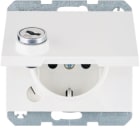 HAGER BOCCHIOTTI - Presa SCHUKO con mors. sollev. a vite, coperchio, serr., K.1, bianco pol. lucido