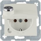 HAGER BOCCHIOTTI - Presa SCHUKO con mors. sollev. a vite, coperchio, serr., bianco lucido