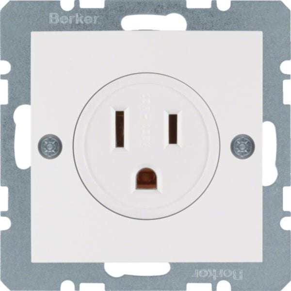 HAGER BOCCHIOTTI - Presa con messa a terra USA/CANADA NEMA 5-15 R Berker S.1 bianco polare opaco