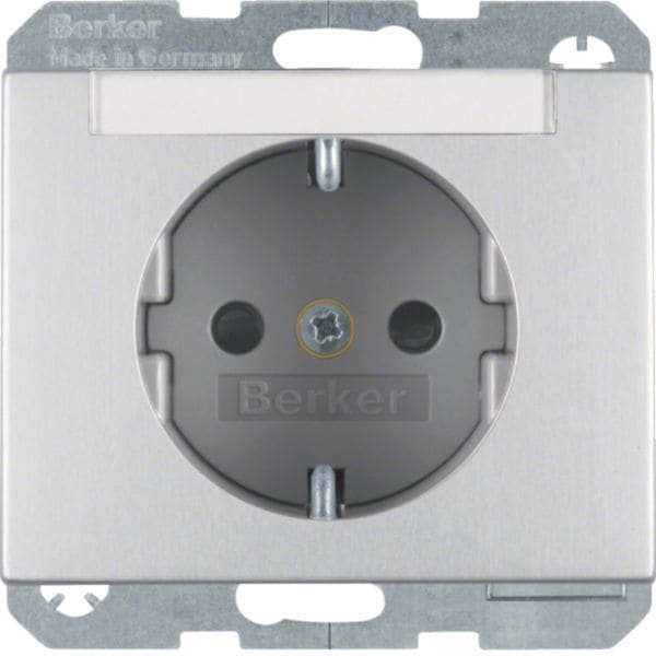 HAGER BOCCHIOTTI - Presa SCHUKO con portaetichetta Berker K.5 alu opaco, verniciato