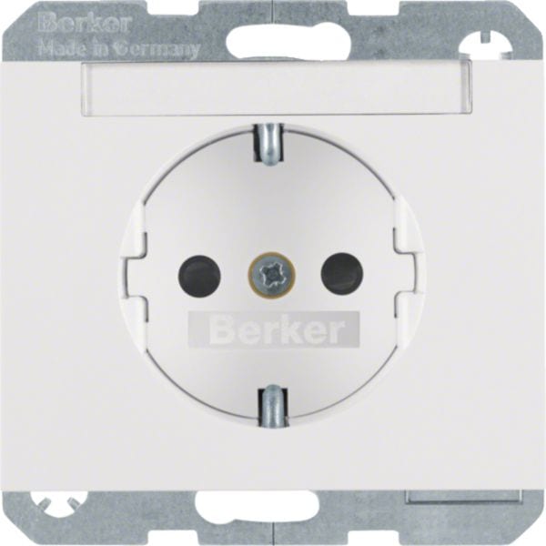 HAGER BOCCHIOTTI - Presa SCHUKO con portaetichetta Berker K.1 bianco polare lucido